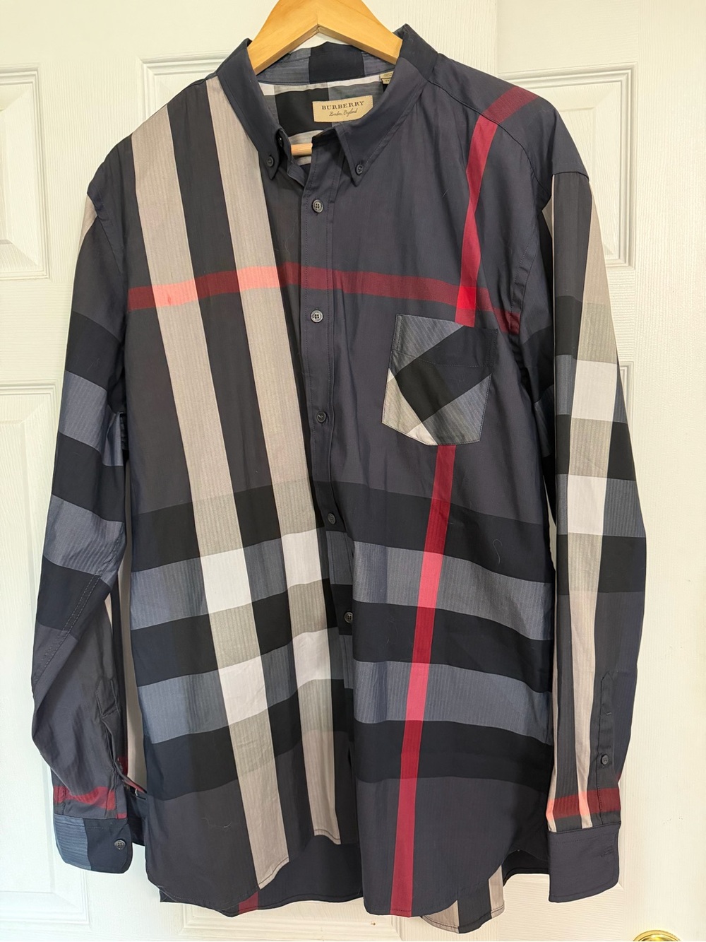 Burberry Men’s Black Plaid Button-Down Shirt XXXL